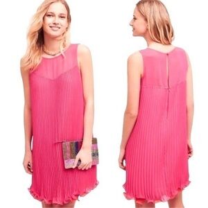 Anthropologie Maeve A-Line Dress Womens Hot Pink Sleeveless Knife Pleat …